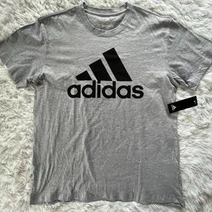 NWT XL Mens Light Gray & Black Adidas Short Sleeve Tee